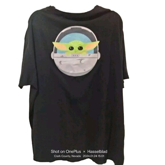 Star Wars With Yoda Big Men's XXL T-shirt Black Big Star - Picture 1 of 2